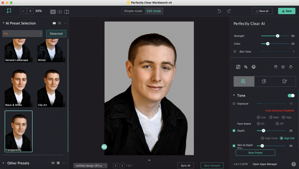 Screen Shot of Workbench transparent scene