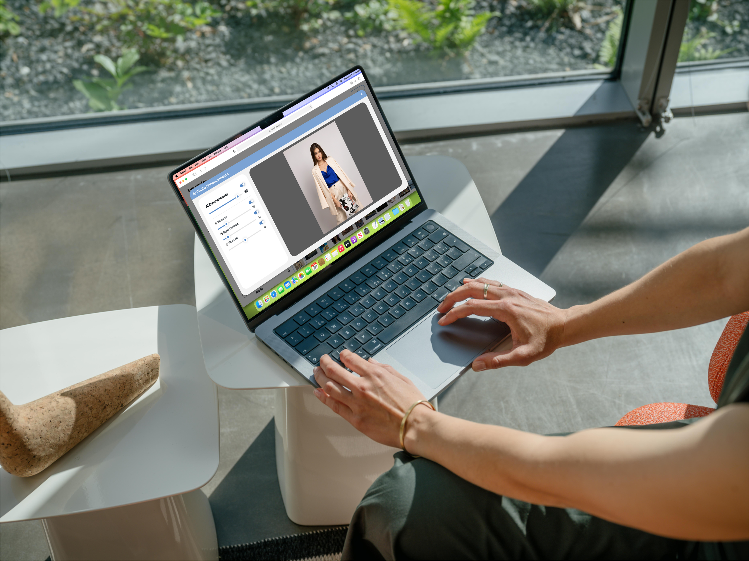 Person using a laptop on a table